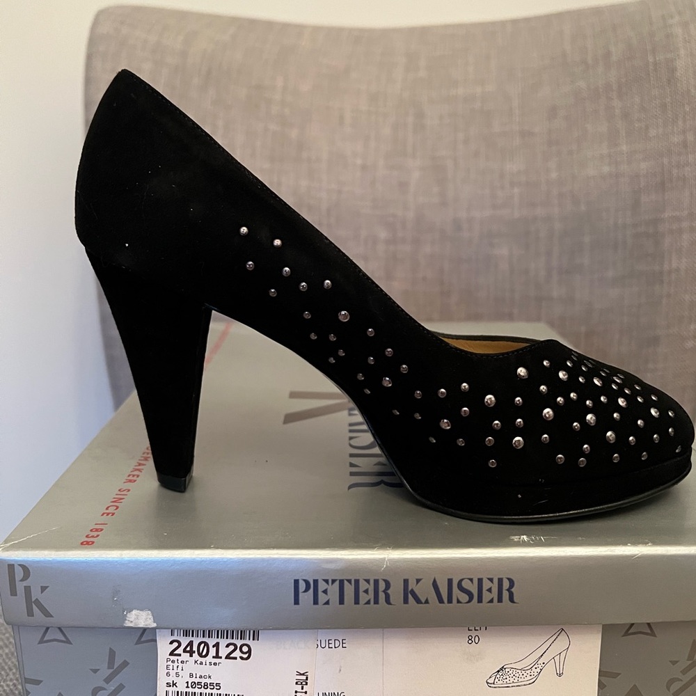 Peter Kaiser Women’s Elfi  Black peep toe platform pumps US 6.5M